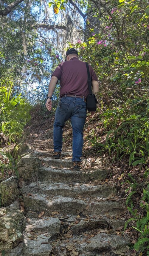 Here I am walking up some steps during a phot walk journey